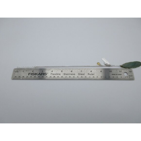 Sterling Silver sliced‎ green agate pendant charm necklace - Picture 8 of 10